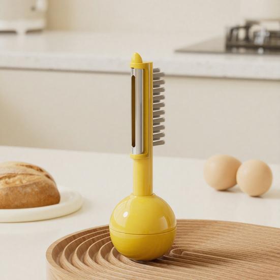 Freistehendes 3-in-1-Schälmesser mit Bürste, scharfe Edelstahl-Schälwerkzeuge, ergonomischer ABS-Griff für Kartoffel-/Karotten-Küchenhelfer, Geschenk