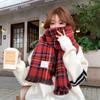 Festive atmosphere red plaid retro scarf women's winter Korean version versatile scarf to keep warm student couple shawl tide
