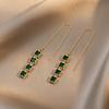 Emerald Square Ear Thread Tassel Earrings for Women - 2021 Trend Dangle Jewelry