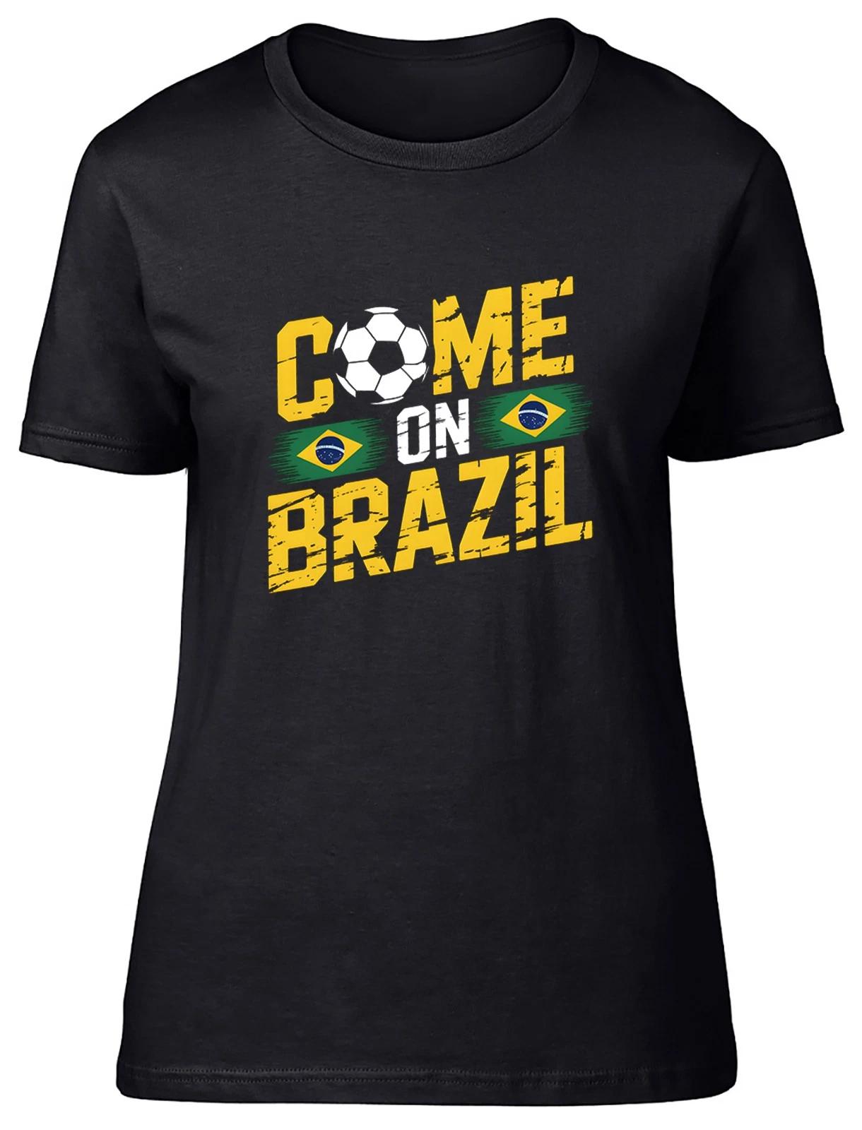 Come on Brazil Supporter Football Fan Womens T-Shirt Ladies Gift Tee XS