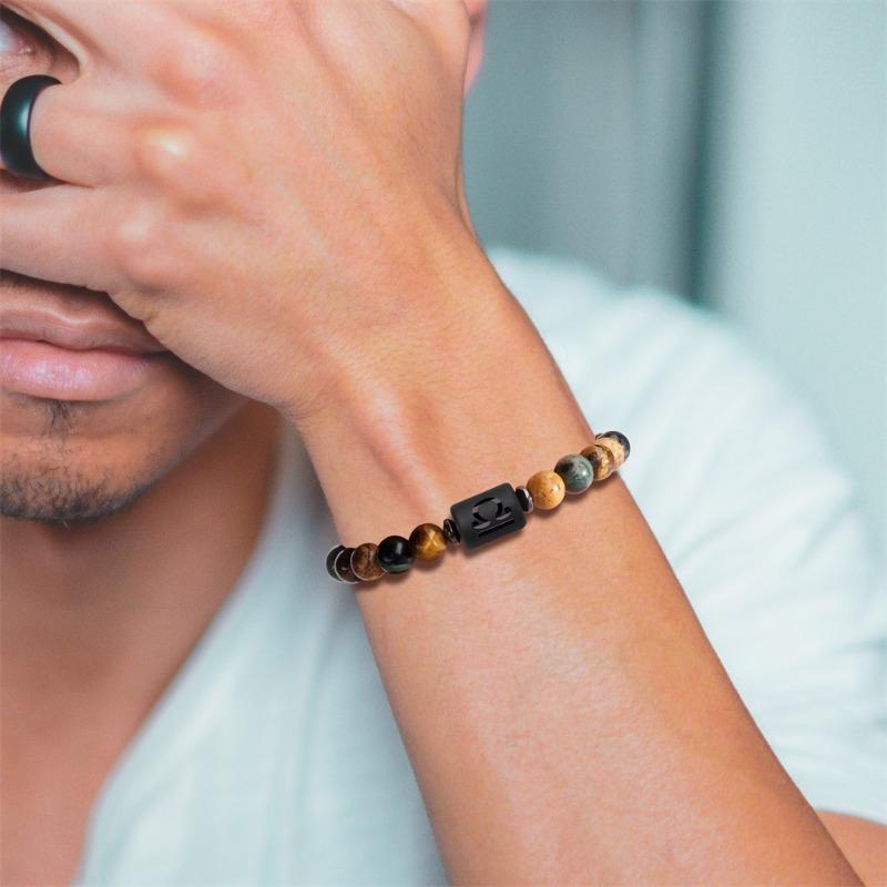 

Популярный браслет из натуральных камней с бусинами, браслет из двенадцати созвездий с тигровым глазом и росписью камнями