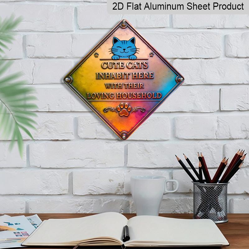 2D Flat, 1pc Funny Cat Wall Decor Suitable for Home & Office - Vintage Aluminum Metal Sign with Retro Cat, Suitable for Break Room, Living Room
