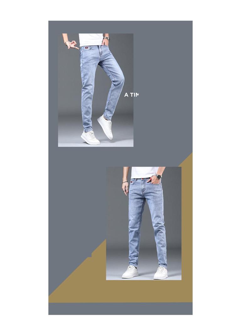 Men's Trendy Slim Fit Elastic Jeans - Korean Style All-Match Trousers