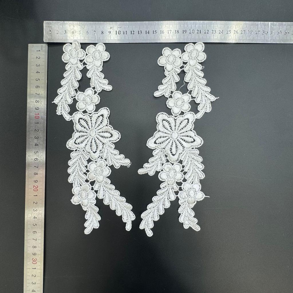 Lace Embroidery Pair Of Flowers, Polyester Light Embroidery Symmetrical Flower Pieces, Water-Soluble Lace, Hollow Lace Accessories Cloth Sticker