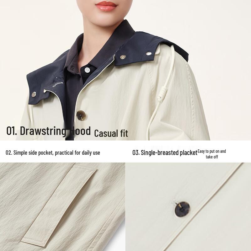 EICHITOO Women's Hooded Trench Coat