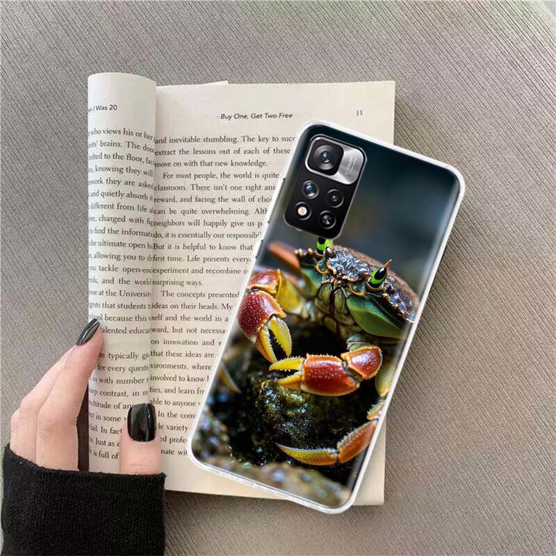 Unique Animal Crab Phone Case For Redmi Note 13 12 Pro Plus 14 15 Pro 5G 11 11T 11E 11S 10 Pro 10S 9 9S Cover Cell Clear TPU Cap