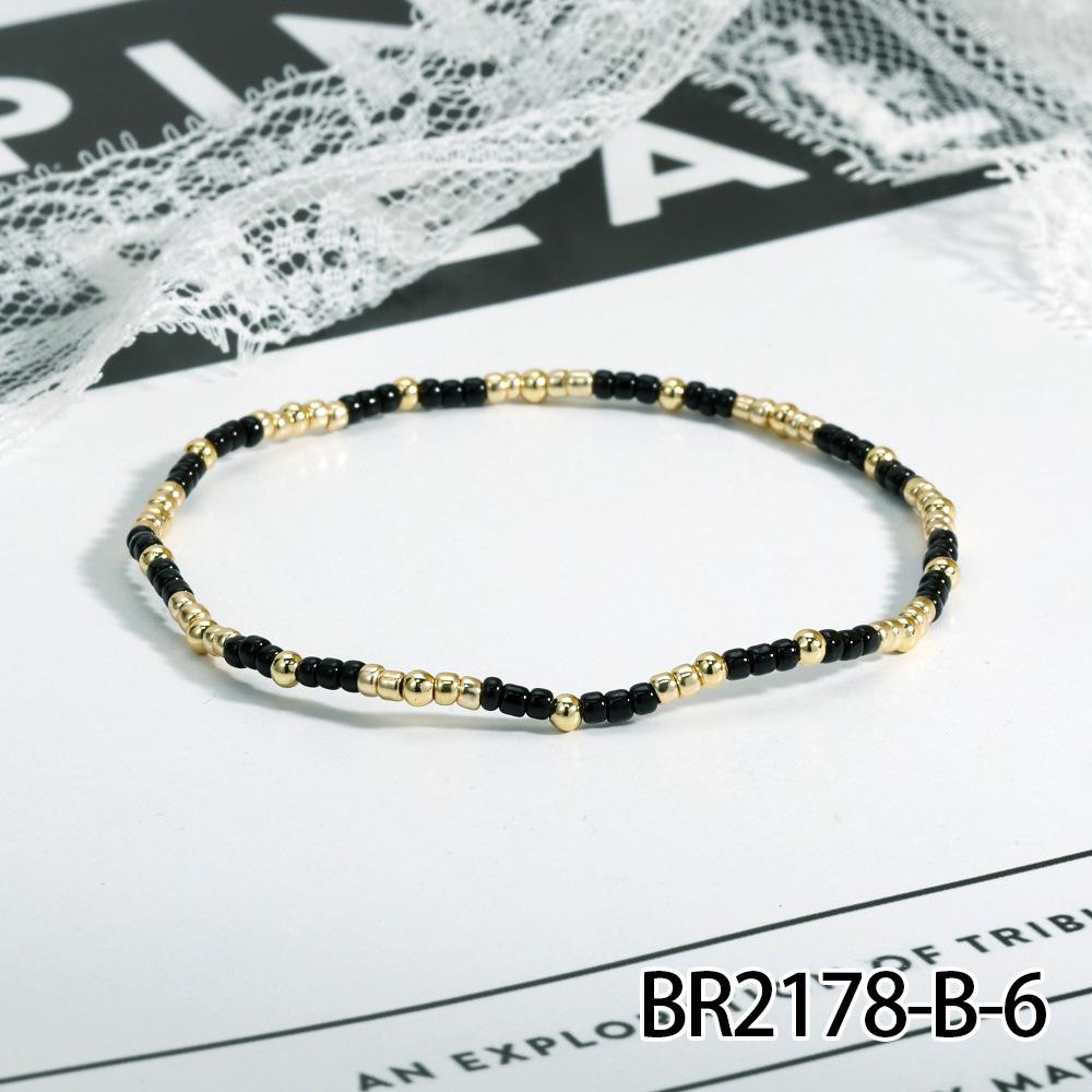 Literary Gentle Style Bow Knot Retro Color Block Rice Bead Layered Bracelet