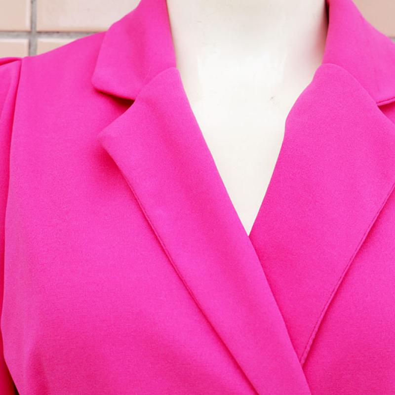 Neues Damen-Blazer-Kleid mit Puffärmeln und Revers, schmal geschnitten, zweireihig, V-Ausschnitt, Pendlerjacke mit Bindekragen, Damen Slim Suit Kleid