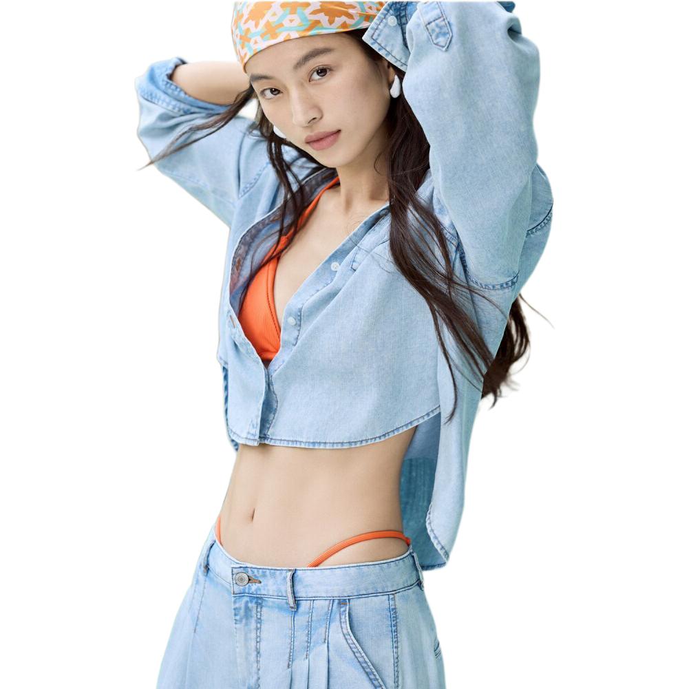 Gap Lyocell Loose Denim Long Sleeve Casual Shirt Women shirts 902802