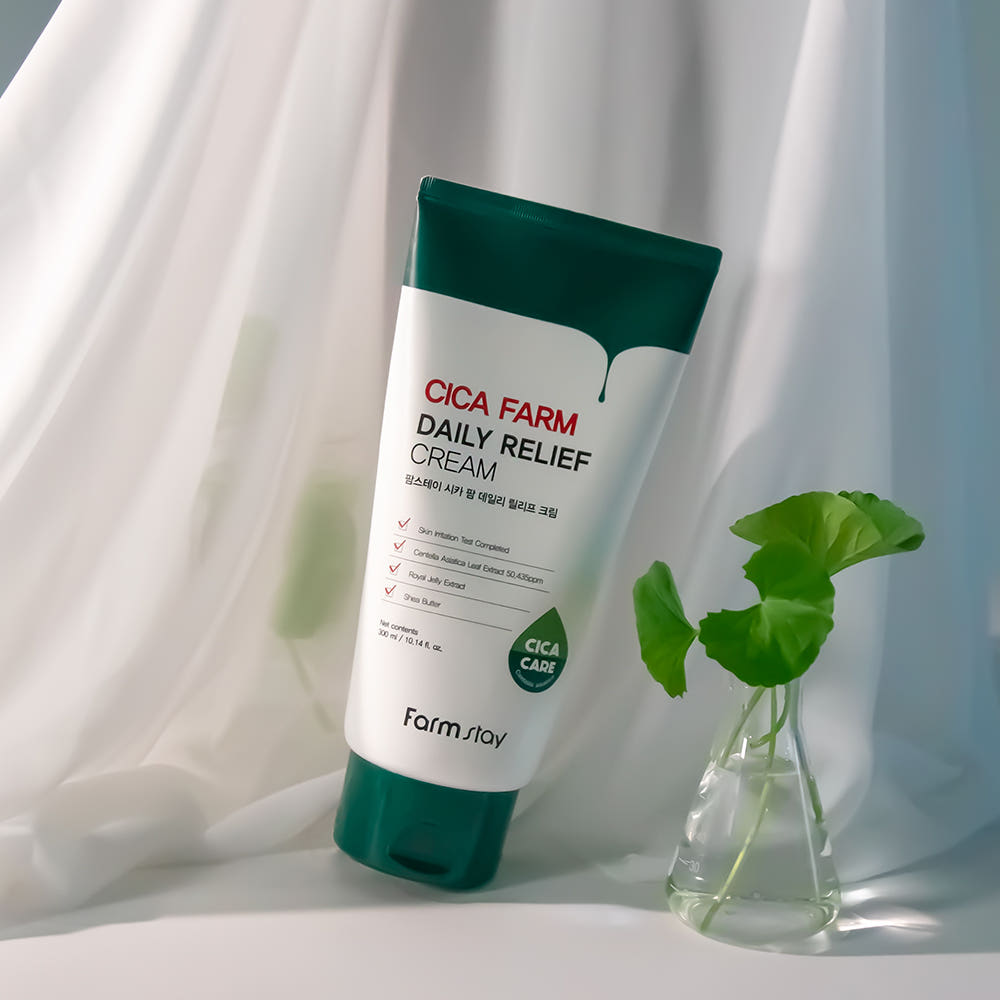 Farmstay Cica Farm Daily Relief Cream 300ml Centella Hyaluronic Acid Panthenol Soothing Face & Body Moisturizer