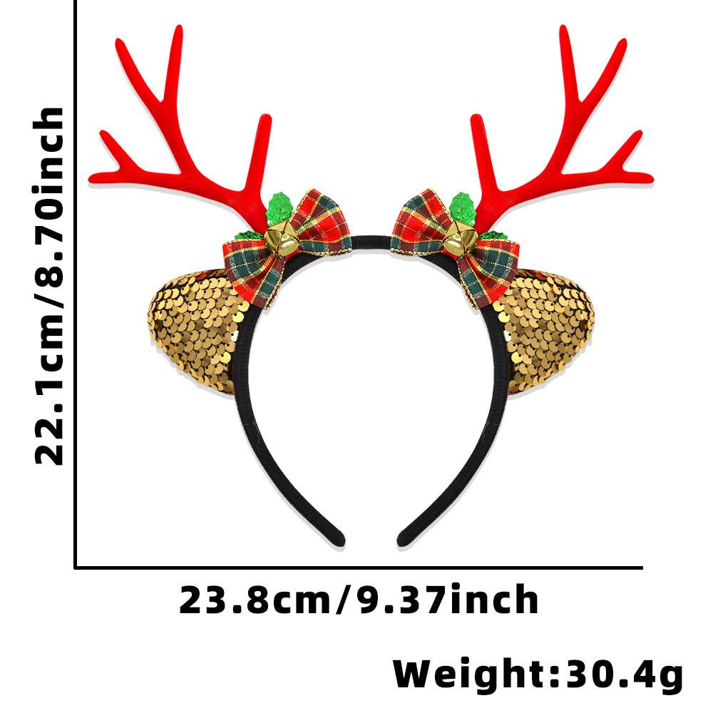 Plush Holiday Reindeer Antler Headband With Bells And Bows For Family Celebrations