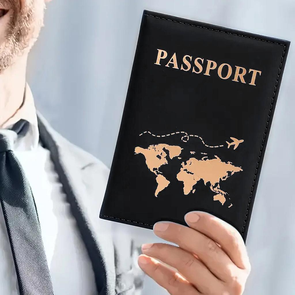 Fashion Passport Protector World Pattern Travel Passport Clip Wallet Gift PU Leather Card Holder Unisex Storage Bag.-zmt