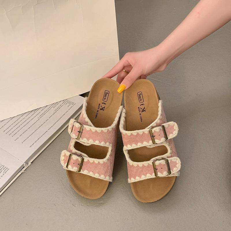 New Soft Leather Thick-soled Women's Fashionable One-shoulder Shoes and Half Slippers