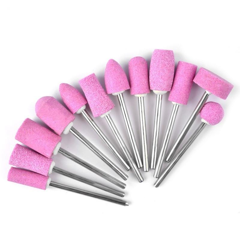 12Pcs Stainless Steel Ceramic Electric Machine Drill Bits File Nail Art Polishing Grinding Head Manicure Pedicure Tools Set
