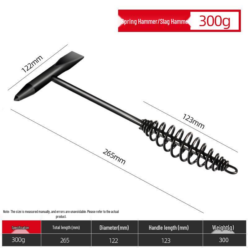 Gold Ball Weld Slag Hammer with Spring Handle – Electric and Rust Welding Tool.