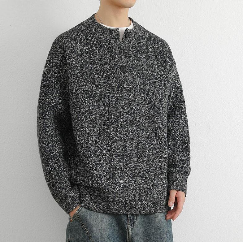 Men's Casual Button-Up Knitwear: Warm, Trendy, Versatile Pullover for Autumn & Winter.