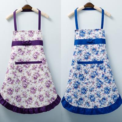 Delantal de cocina de lona de algodón con estampado floral, resistente al aceite, con bolsillos y cinturón ajustable, impermeable, sin mangas