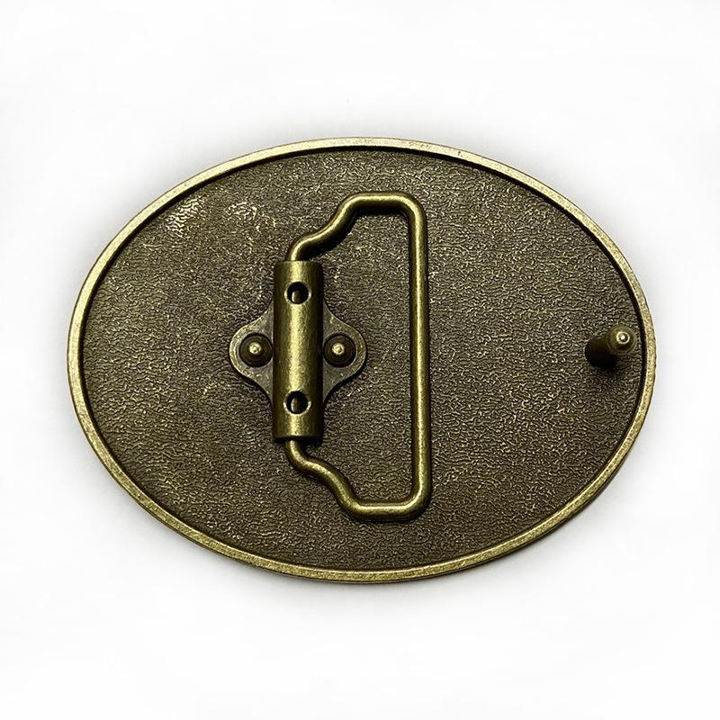 Oval Antique Tin Belt Buckle for Men's Western Cowboy Jeans - Retro Casual Fashion Alloy Design