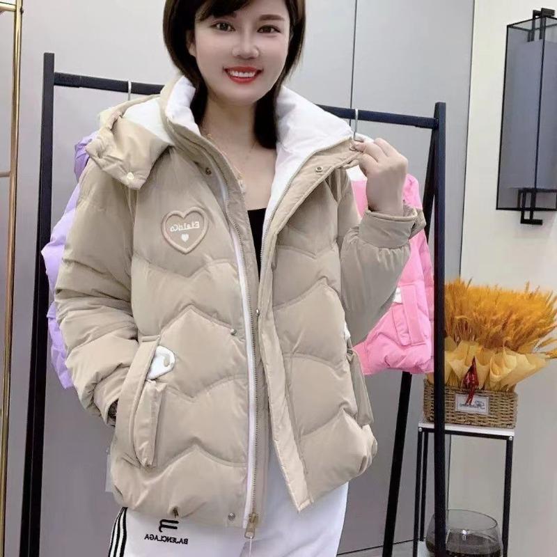 Winter Thickened Short Bread Coat Women's Hooded  Jacket with Cotton Padding Outwear