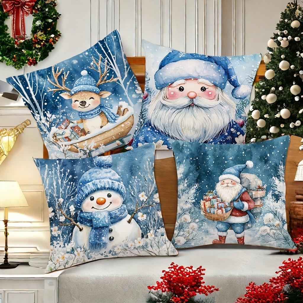 Weihnachtsdekor Kissenbezug niedlicher Weihnachtsmann Schneemann Reh Kissenbezug Sofakissenbezug Heimdekoration Neujahrsgeschenk