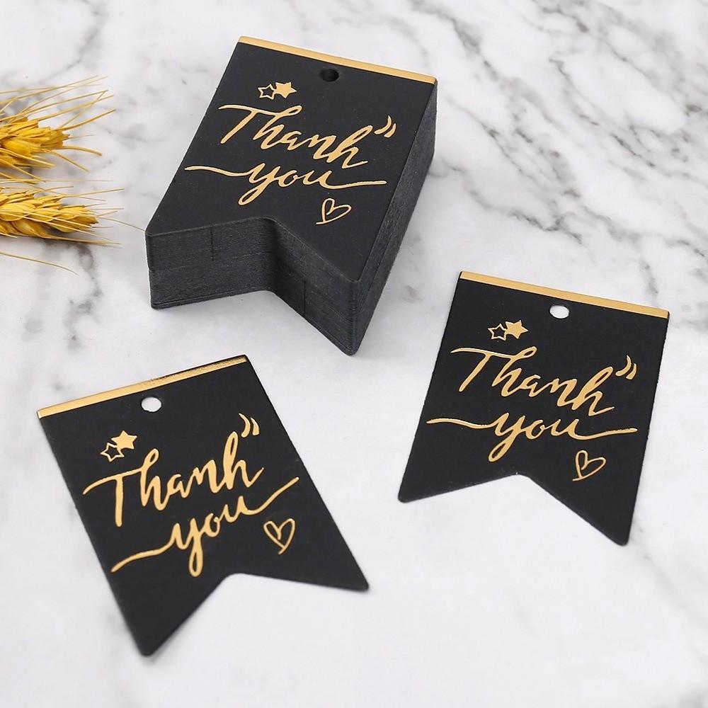 100pcs Bronzing Stamping Thank You Tags Handmade Packing Labels Gift Tags  Festive & Party Supplies