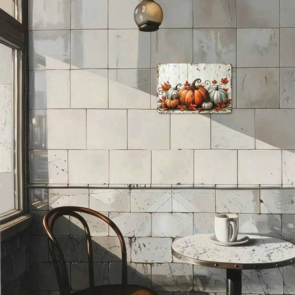 Vintage Pumpkin Metal Wall Art 12x8 Inch Waterproof Rustproof Home Bar Farmhouse Decor