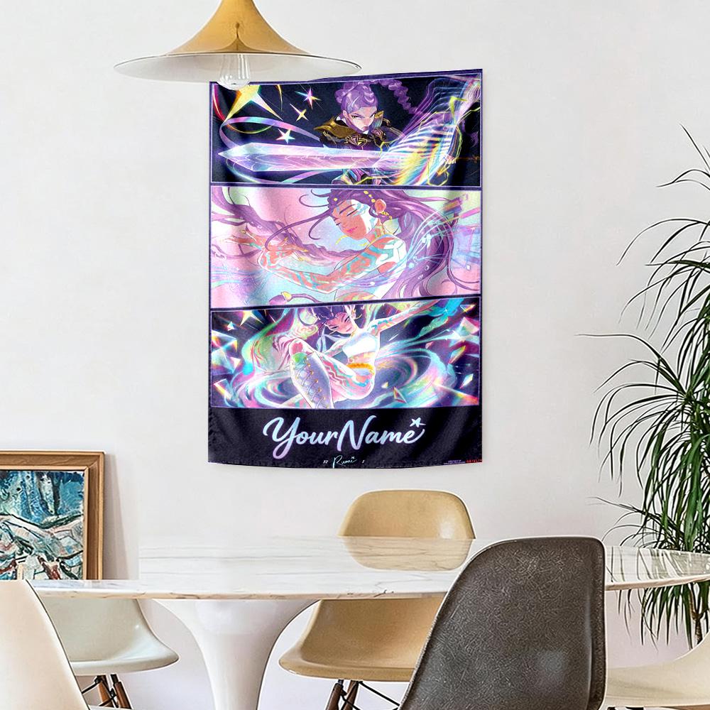 Demon Hunter Girls Custom Your Name Wall Decor Tapestry Art For Pet Memorial Birthdaywedding Party Backdrop Family Gift