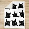 Feelyou Black Cat Fuzzy Blanket for Kids Toddler Cute Pet Cats Fleece Throw Kawaii Super Soft Cozy Animal Sherpa Blanket 50"X60"