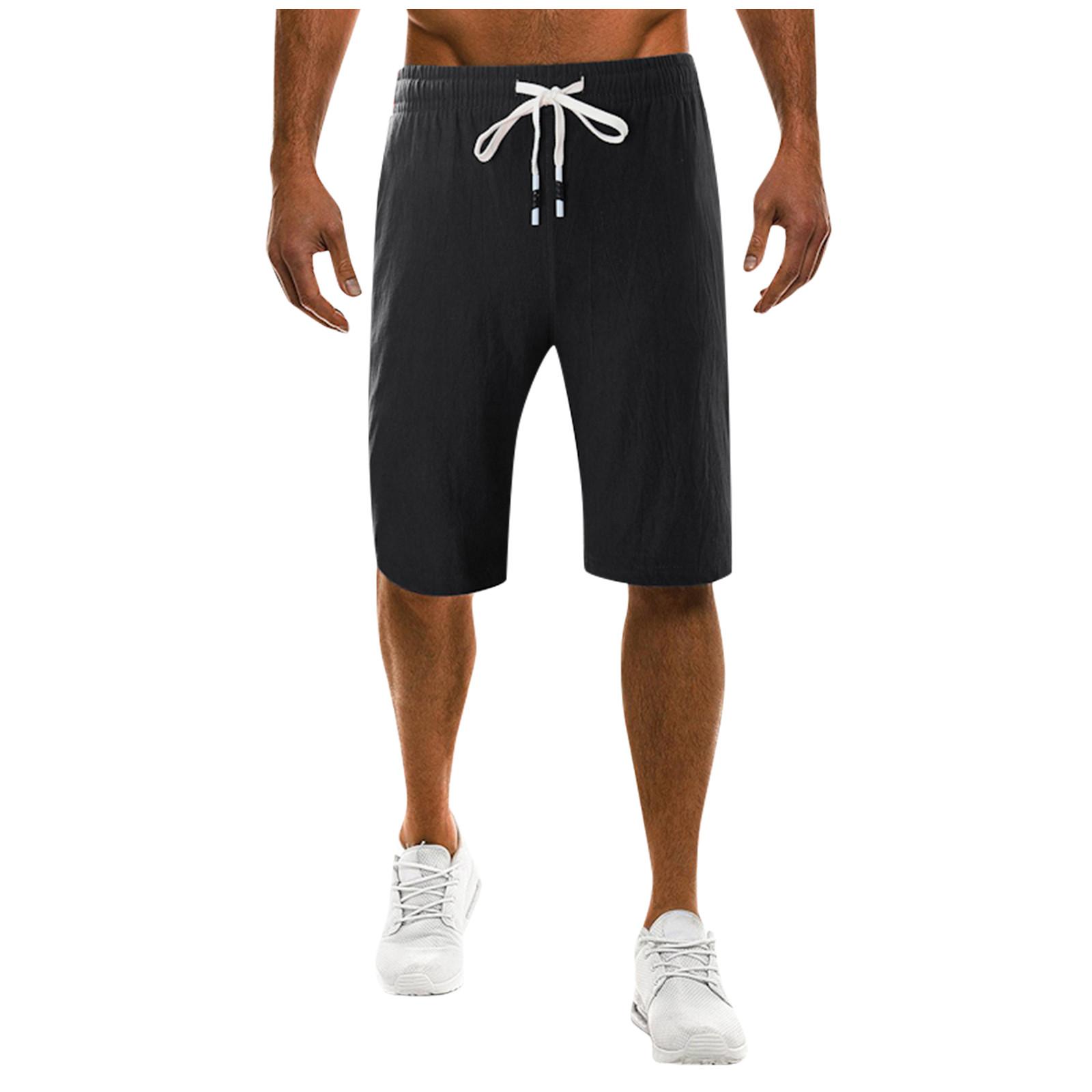 Fashionable Men S Shorts With Drawstring Color Loose Fitting Casual Sports Shorts XXXXL чёрный