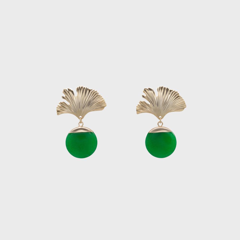 My Omelet Green Ginkgo Earrings