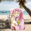 Beach Towel with Nezuko Demon Slayer Kanroji Mitsuri Pattern - soft,absorbent,machine washable Lightweight&Modern,swimming,Travel Essentials