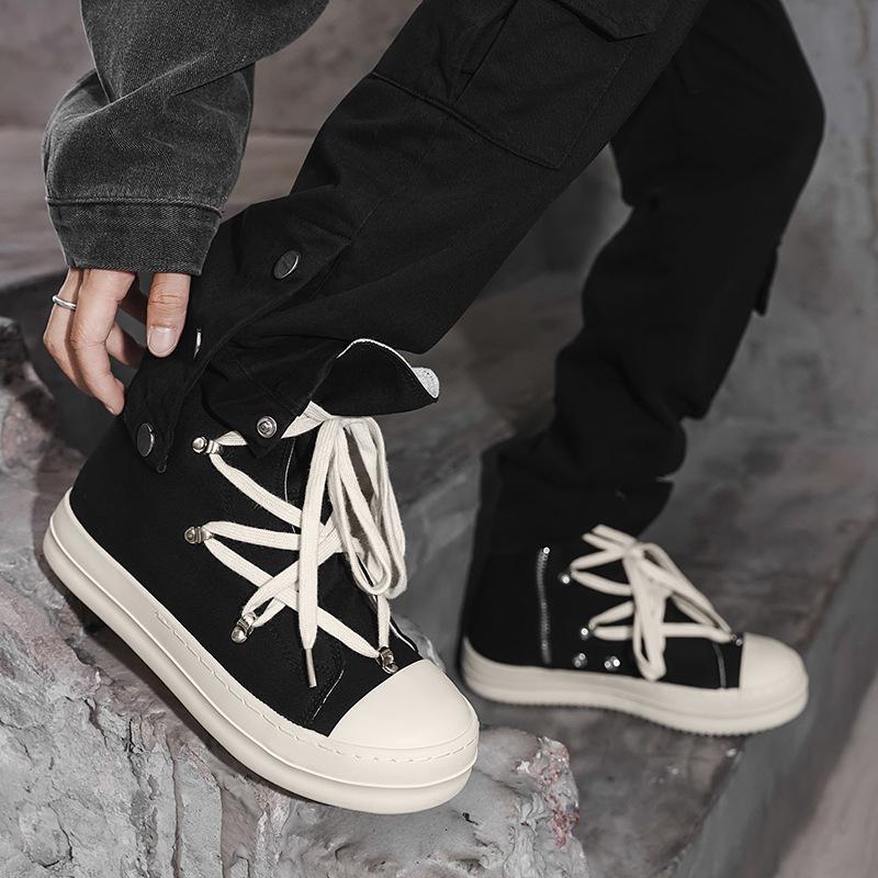 Nischen-High-Top-Canvas-Vulkanisierte Herrenschuhe mit Seitenreißverschluss - Trendiges und vielseitiges Freizeit-Schuhwerk 2025