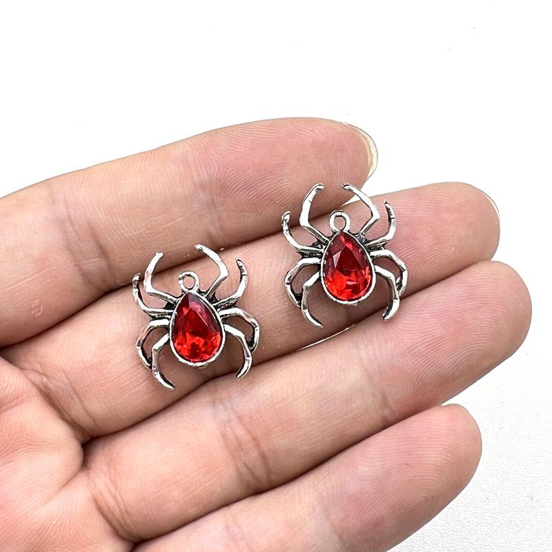 European & American Halloween DIY Jewelry: Retro Zinc Alloy Rhinestone Spider Pendant Charm