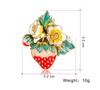 Exquisite Strawberry Brooch: Enamel and Rhinestone Fruit Pin Accessory