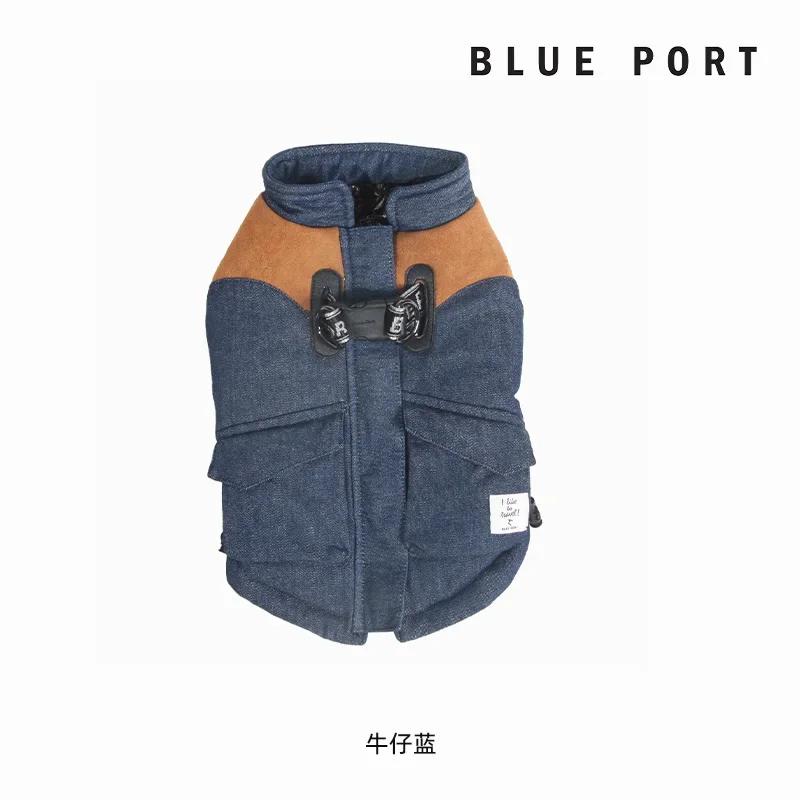 

Autumn and Winter Pet Clothing Thickened Denim Cotton Vest Graphene Lined Warm Cotton Vest for Dogs and Cats Pet Products S 2-3kg джинсовый