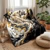 Elegant Rose Butterfly Marble Theme Blanket Lightweight Warm Flannel Blanket Decorative Throw Blanket for Home Decoration