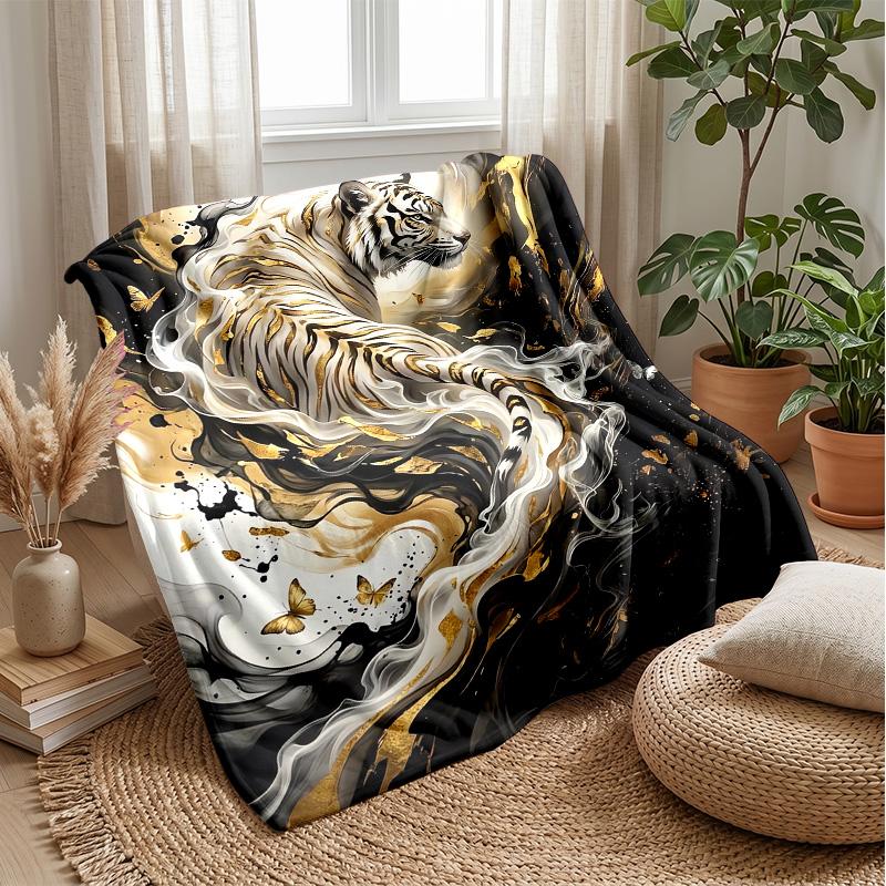 Elegant Rose Butterfly Marble Theme Blanket Lightweight Warm Flannel Blanket Decorative Throw Blanket for Home Decoration