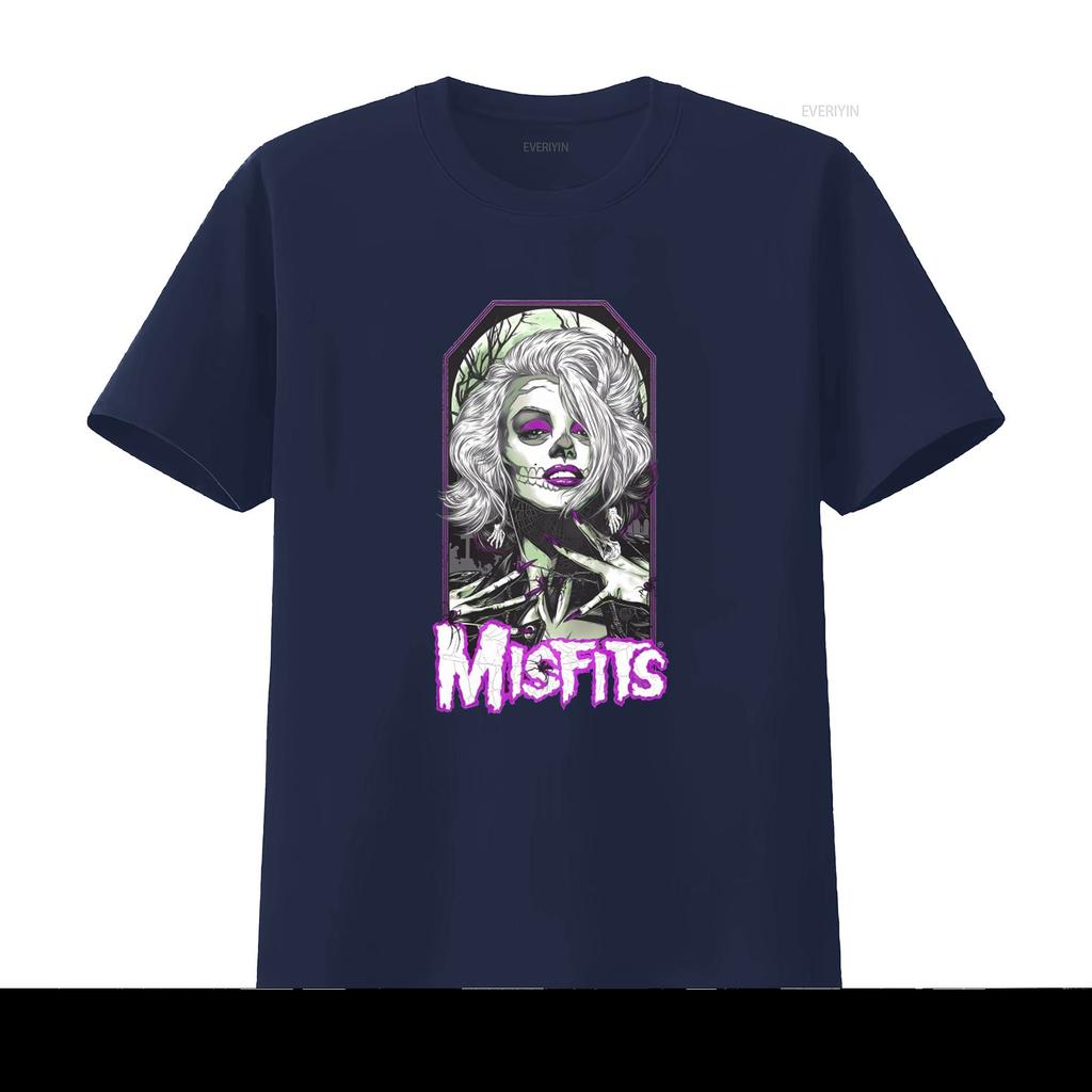 Misfits Female Sugar Skull Punk Rock Gothic T Shirt for Men vintage Washed Comfortable streetwear Unisex graphic