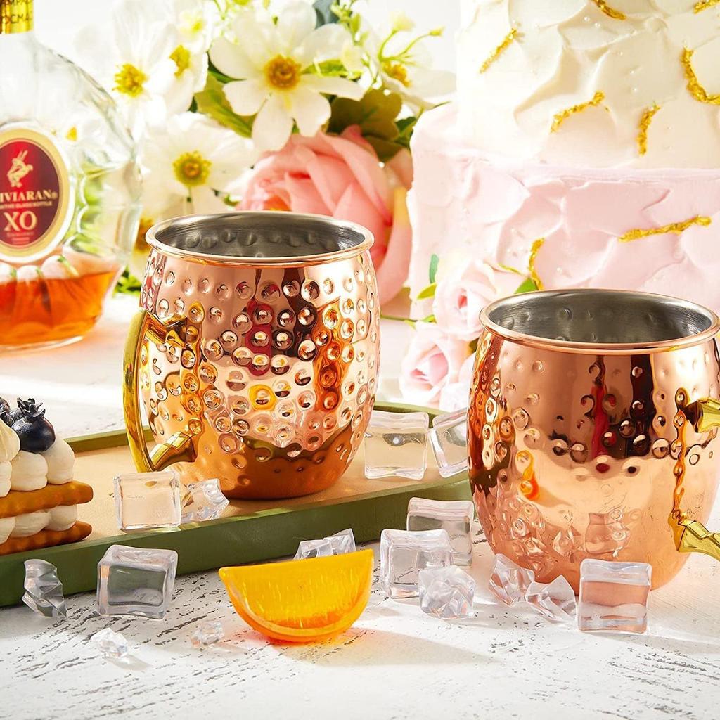 500ML Koktejlová sklenice na víno Hrnček Moscow Mule Čistá Zesílená sklenice Kovaná Mědí pokovená Sklenice na pivo Kávové Barové náčiní Skleněné nádobí pro Ramadán