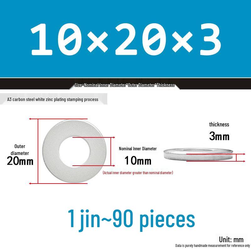 Extra Thick Galvanized Iron Flat Washer, Round, M3-M62