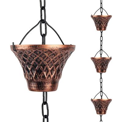A25F-Rain Chains For Downspouts Copper Rain Catcher Chain With Cups Decorative Replacement For Gutters Outside