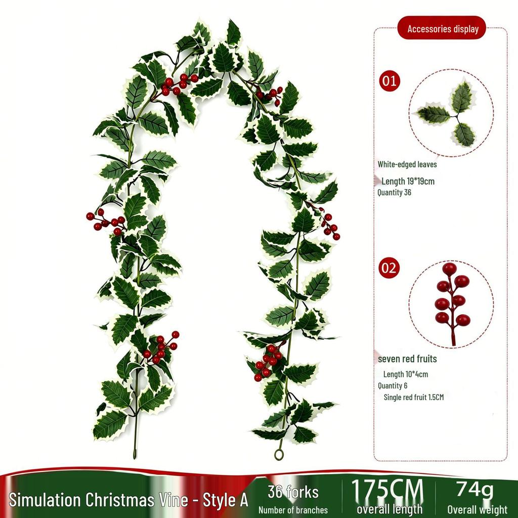 Red Berry Christmas Vine Home Decoration - Festive Party Garland