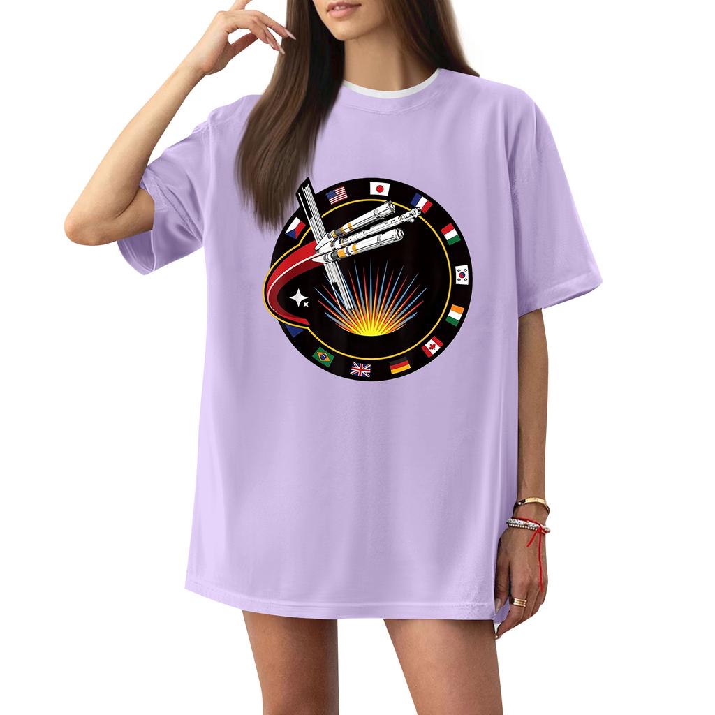 Women's Casual Printed T-Shirt Round Neck Pullover Short Sleeve Top