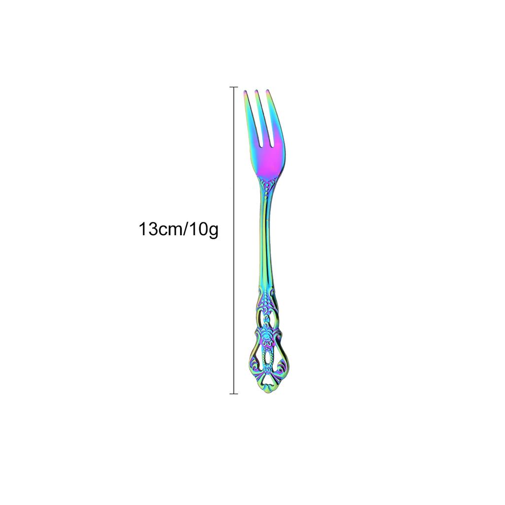 Luxury Rainbow Western Dinnerware Stainless Steel Cutlery Set Steak Knife Dessert Fork Coffee Spoon Ice Spoon Tableware Set