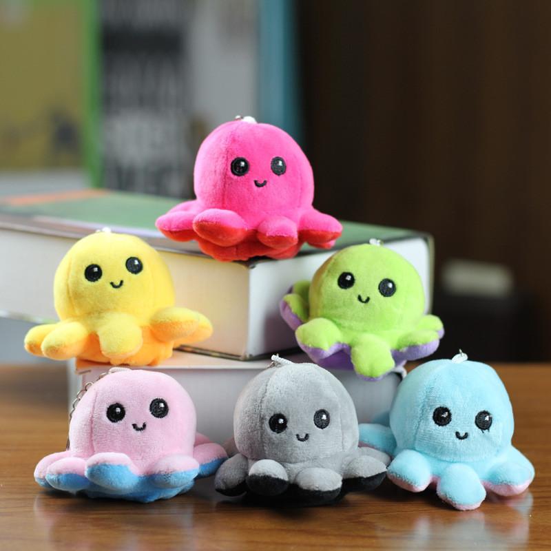 Adorable Reversible Octopus Plush Toy With Soft Short Plush In Multiple Colors