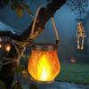 Solar Lantern Halloween Flickering Flame Light Solar USB 2-Ways Charging Outdoor Waterproof Lantern Haunted House Decorations