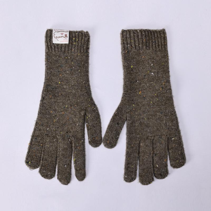 

Woolen Touch Screen Gloves for Women in Autumn and Winter Woolen Warm and Retro Cold Proof Cycling Long Finger Separated Gloves one size
