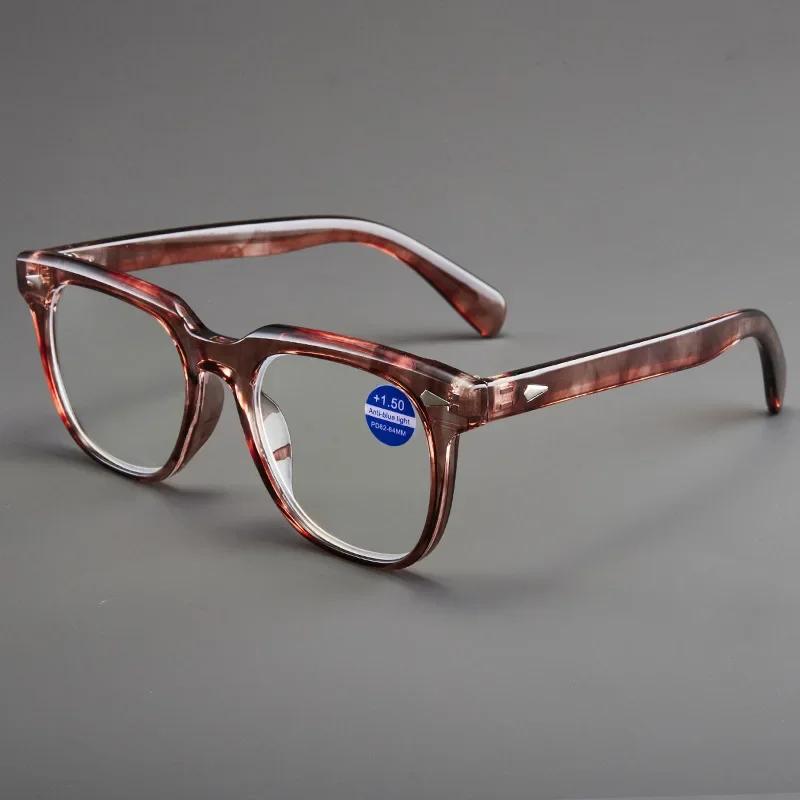 New Square Frame Reading Glasses Retro Printing Glasses Frame Men Women High-definition Presbyopia Glasses Farsighted Eyewear