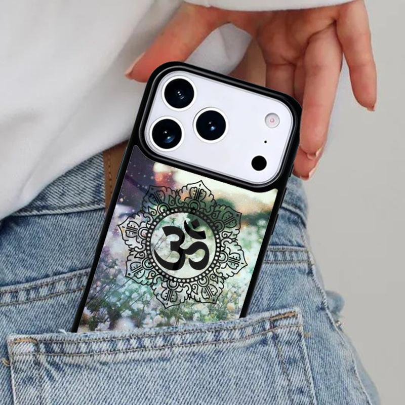 Aum om Namaste symbol floral zen yoga Phone Case for iPhone 16e 15 14 13 12 17 Pro Max Plus Air 17pro Cover Coque