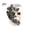 Halloween Gift Idea Gothic Skull Pen Holder, Spooky Butterfly Makeup Brush Desk Organizer Organizer, Desktop Pencil Cup for Home Office Decor